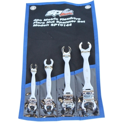 SP TOOL FLARE NUT FLEXHEAD SPANNER SET - METRIC - 4PC  SP10144