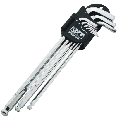 SP TOOLS MAGNETIC BALL DRIVE HEX KEY SET - METRIC CHROME - 9PC SP34511