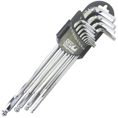 SP TOOLS MAGNETIC BALL DRIVE HEX KEY SET - SAE CHROME - 13PC SP34522