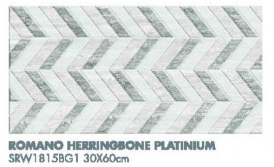 Romano Herringbone Platinium SRW1815BG1 Tile Series Kitchen Tile Choose Sample / Pattern Chart