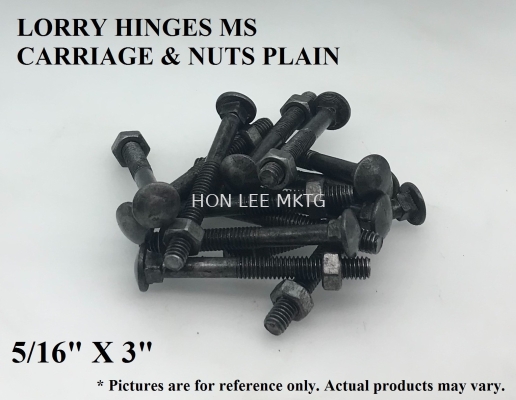 LORRY HINGES MS CARRIAGE & NUT PLAIN [5/16" x 3"] 