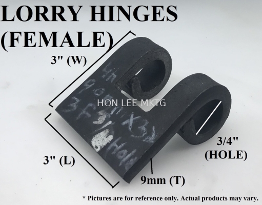 LORRY HINGES (FEMALE) [9mm(T) X 3"(L) X 3"(W) X 3/4"(HOLE)]