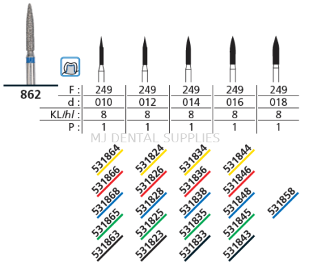 FG DIAMOND BUR, FLAME (862-249)