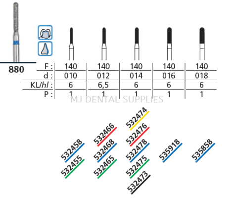 FG DIAMOND BUR, ROUND END CYLINDER (880-140)