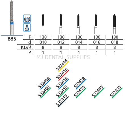 FG DIAMOND BUR, POINTED CYLINDER (885-130)