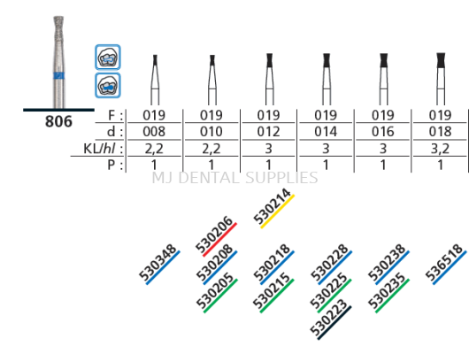 FG DIAMOND BUR, INVERTED CONE WITH COLLAR (806-019)