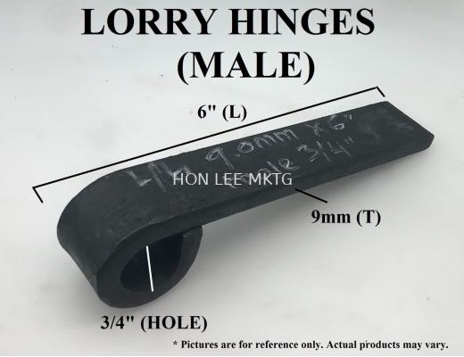  LORRY HINGES (MALE) [9mm(T) X 6"(L) X 3/4"(HOLE)]