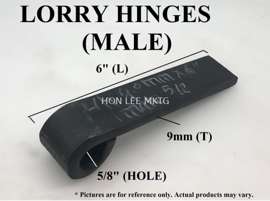 LORRY HINGES (MALE) [9mm(T) X 6"(L) X 5/8"(HOLE)]