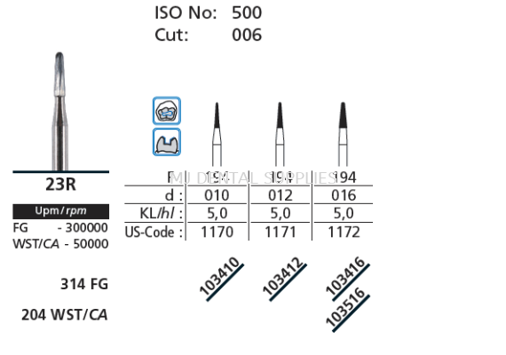 DENTISTRY CARBIDE BURS, TAPER ROUND