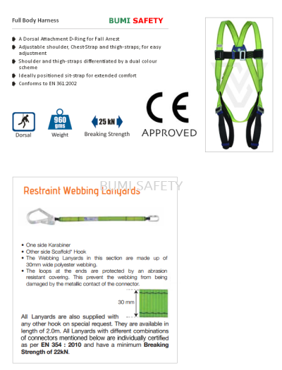 Full Body Harness Single Lanyard Ce Approved