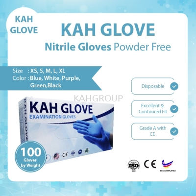 KAH Glove Nitrile Glove Powered Free @ CE Certified