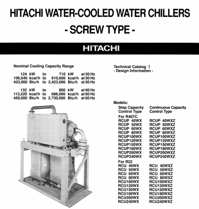 Hitachi Water-Cooled Plate Type Chiller RCUP-WXZ Series