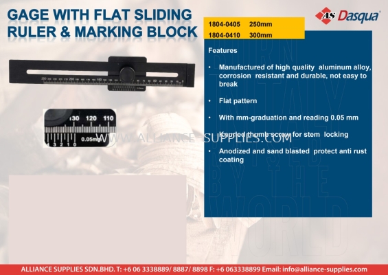 Gage with Flat Sliding Ruler & Marking Block