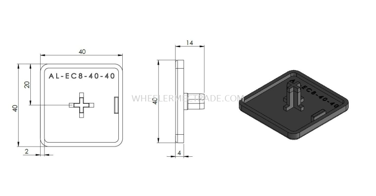 End Cap for Alu Profile 40 x 40 