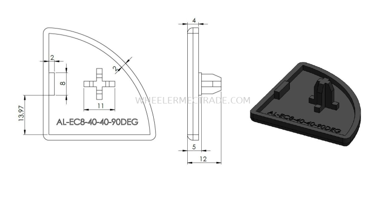 End Cap for Alu Profile 40 x 40 (R90)