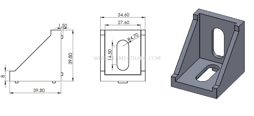 L Bracket for Alu Profile 40 x 40 AL04