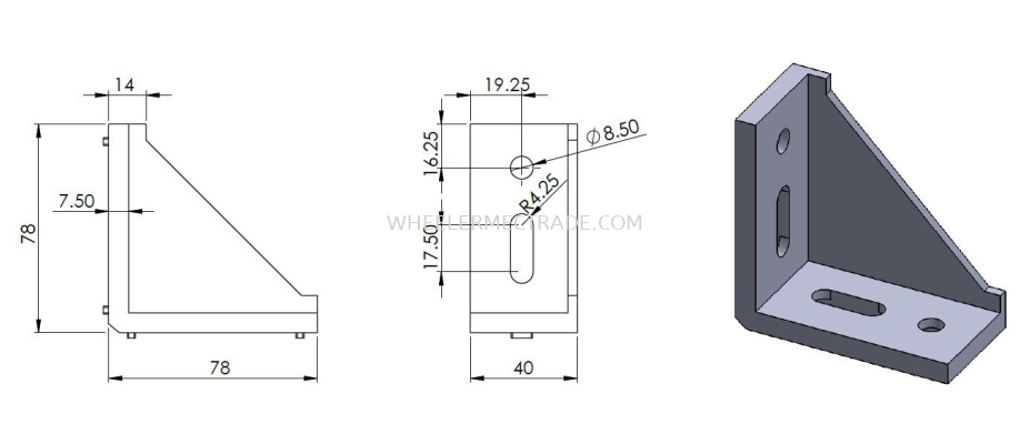 L Bracket for Alu Profile 40 x 80