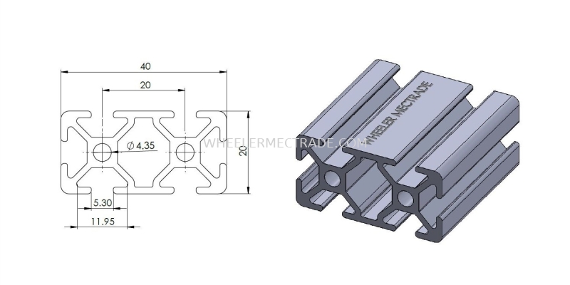 Aluminium Profile 20 x 40 