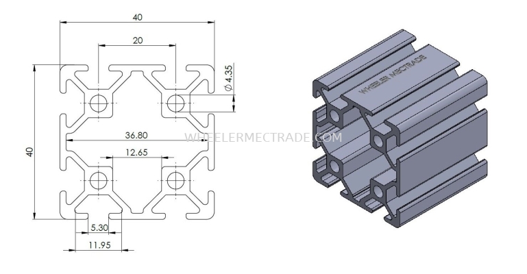 Aluminium Profile 40 x 40 (P5 Series)