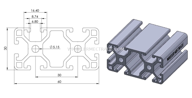 Aluminium Profile 30 x 60 