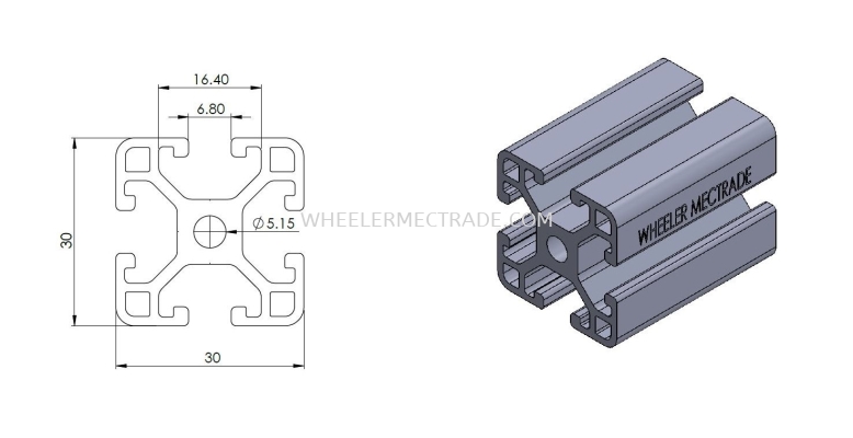 Aluminium Profile 30 x 30 (P6 Series)