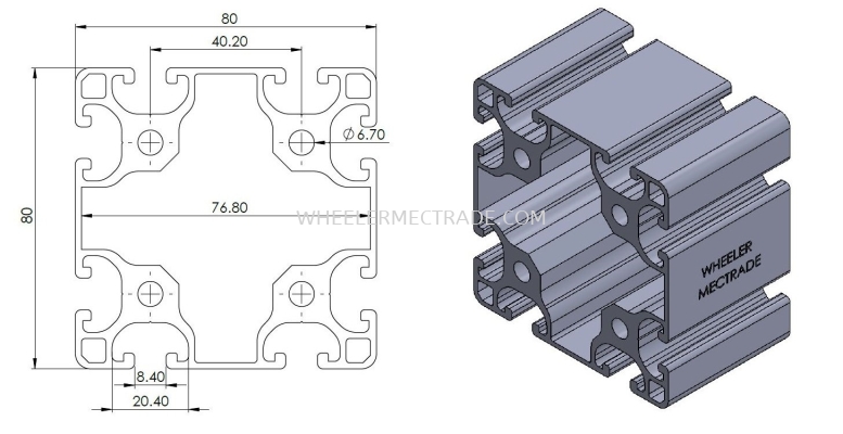 Aluminium Profile 80 x 80 