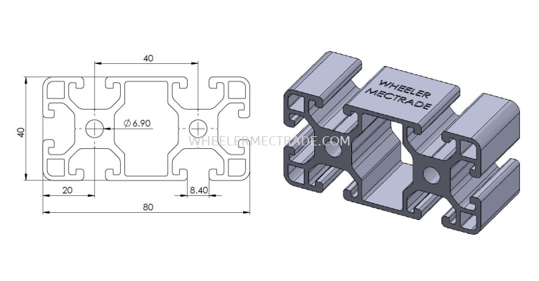 Aluminium Profile 40 x 80 