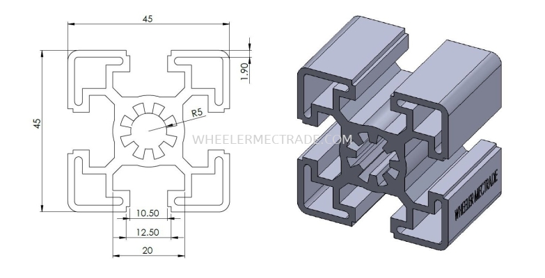 Aluminium Profile 45 x 45 