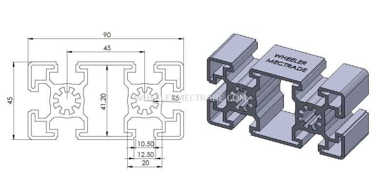 Aluminium Profile 45 x 90