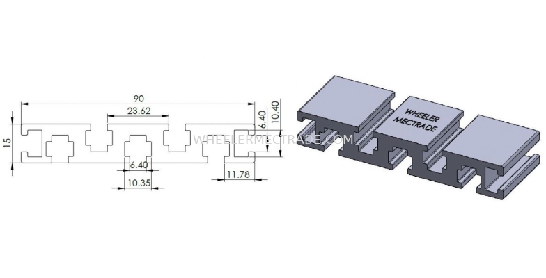 Aluminium Profile 15 x 90 