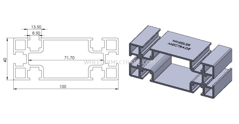 Aluminium Profile 40 x 100 