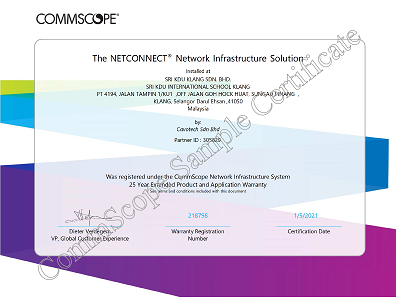 Commscope - Sri KDU Klang PROJECT CERTIFICATES