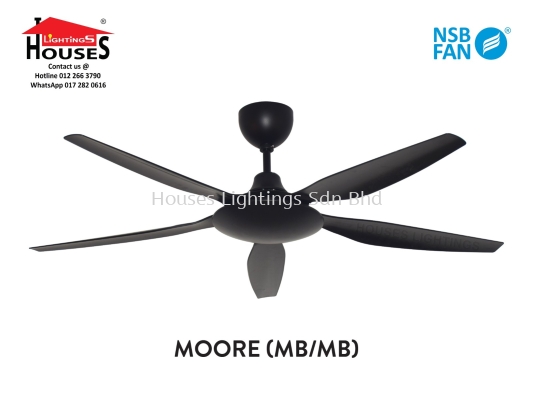 MOORE - MATT BLACK-5B(56")-NSB - 5 Blades (6 Speed Remote)