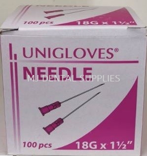 DISPOSABLE NEEDLE, COLOUR PINK 18G X 1 1/2", UNIGLOVES