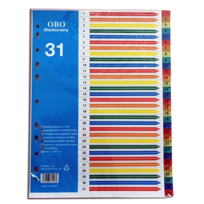 OBO A4 Size No.1~31 Index Divider