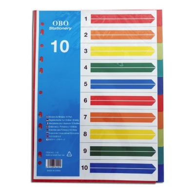 OBO A4 Size 10 Colours Tab Index Divider