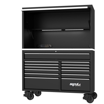 59" USA SUMO SERIES ROLLER CABINET & POWER TOP HUTCH COMBO - BLACK/CHROME SP44740