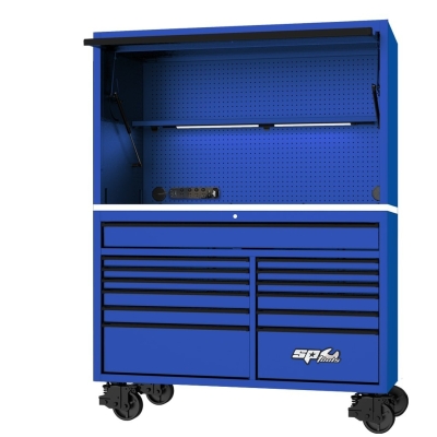 59" USA SUMO SERIES ROLLER CABINET & POWER TOP HUTCH COMBO - BLUE/BLACK SP44740BL