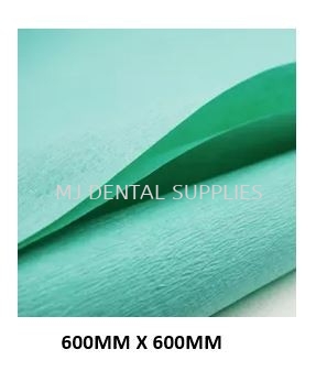 STERILIZATION GREEN CREPE PAPER, 600MM X 600MM, 1000PCS/BOX