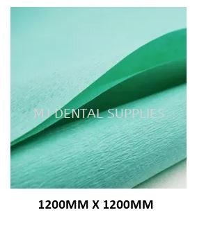 STERILIZATION GREEN CREPE PAPER, 1200MM X 1200MM, 200PCS/BOX