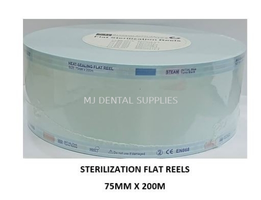 HEAT SEALING STERILIZATION FLAT REELS, 75MM X 200M