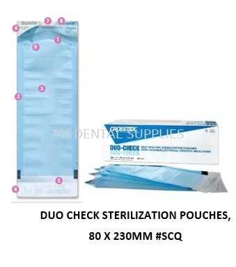 DUO CHECK STERILIZATION POUCHES, 80 X 230MM, #SCQ, CROSSTEX