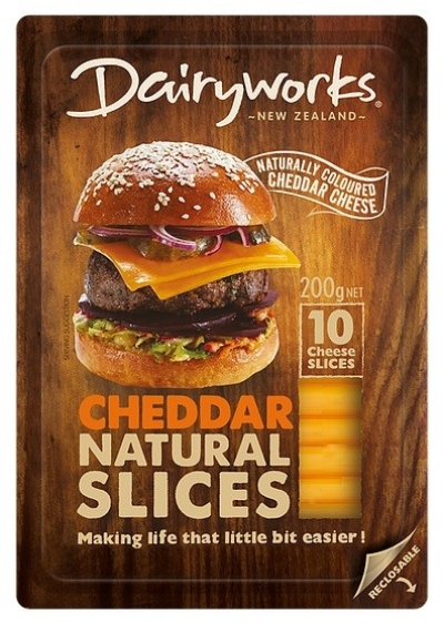 DAIRYWORKS ORANGE CHEDDAR NATURAL SLICES 250G