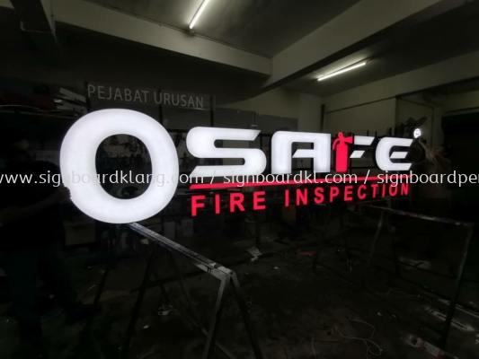 Osafe Fire inspection 3D led channel box up lettering signage at puchong Kuala Lumpur