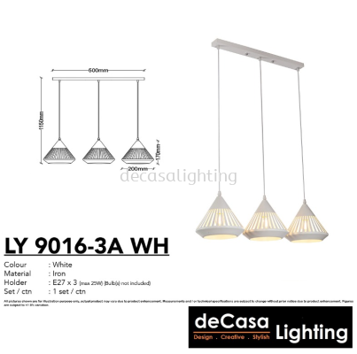 PENDANT LIGHT (LY9016-3LB-WH)