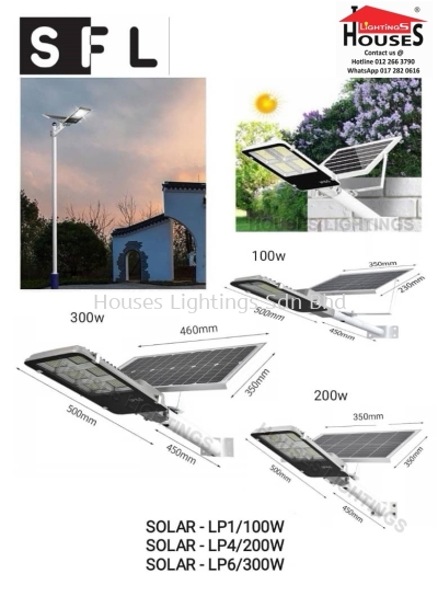 LP1 LP4 LP6 - 100W 200W 300WSOLAR STREET LIGHT LED-DL