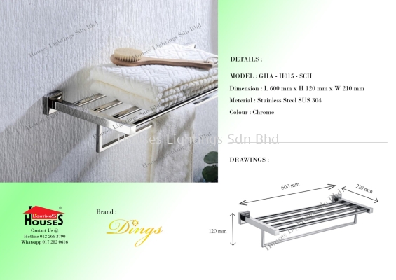 DINGS H015-SCH S.STEEL(SUS304) TOWEL HANGER