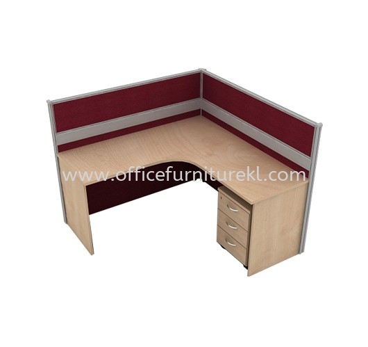 CLUSTER OF 1 WORKSTATION 1 WOODEN BASE C/W MOBILE PEDESTAL 3D -  Partition Workstation Damansara Utama | Partition Workstation Uptown PJ | Partition Workstation Taman Sri Rampai