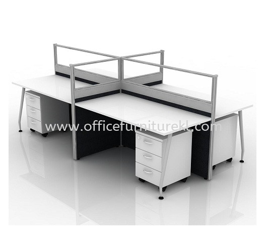 CLUSTER OF 4 WORKSTATION 38 C/W MOBILE PEDESTAL 3D