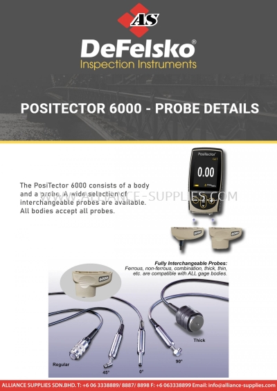 DEFELSKO Positector 6000 - Coating Thickness Gauge Probes - 0 Degree, 45 Degree, 90 Degree, High Temperature, Microprobes, Thick Coating Probes